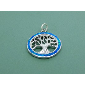 Sterling Silver Tree Of Life Opal Pendant