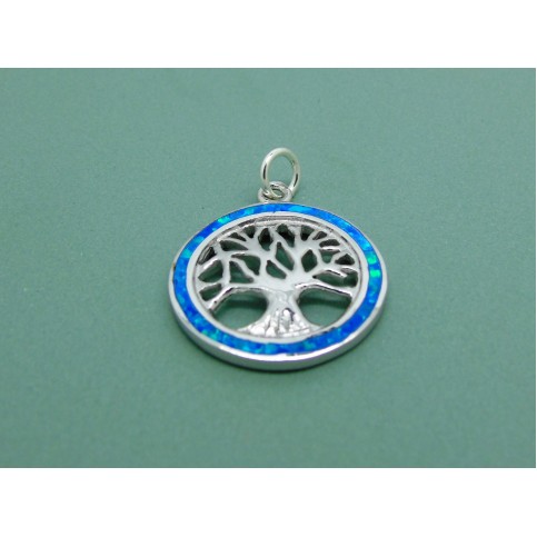 Sterling Silver Tree Of Life Opal Pendant