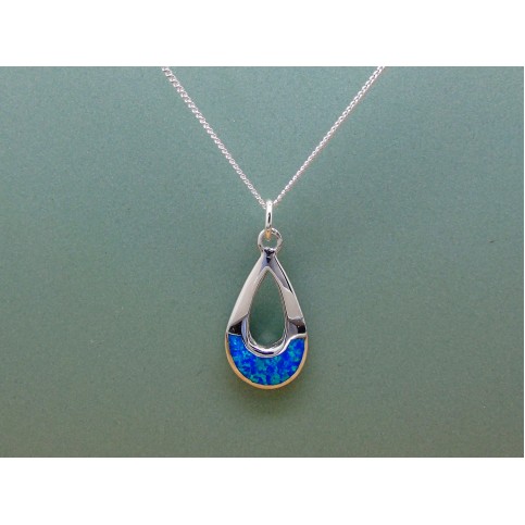 Sterling Silver Tear Drop Opal Pendant