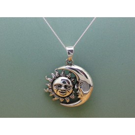 Sterling Silver Sun and Moon Pendant