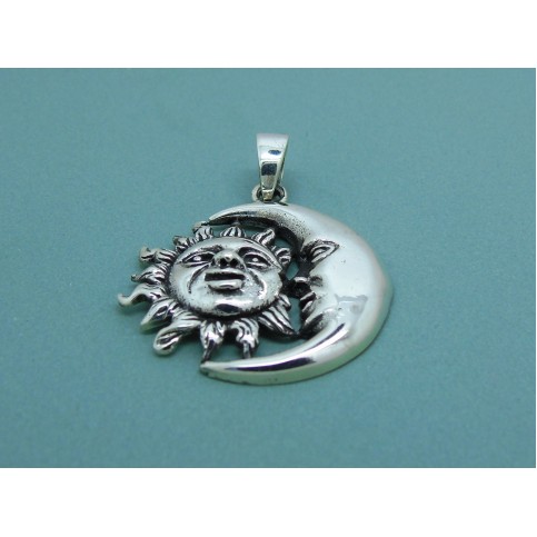 Sterling Silver Sun and Moon Pendant