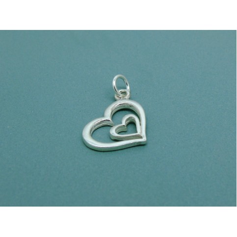 Sterling Silver Double Heart Pendant