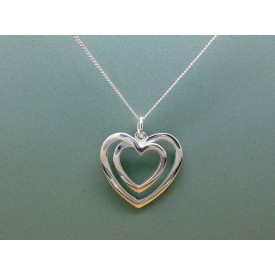 Sterling Silver Open Double Heart Pendant