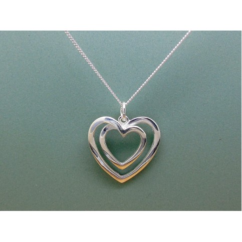 Sterling Silver Open Double Heart Pendant