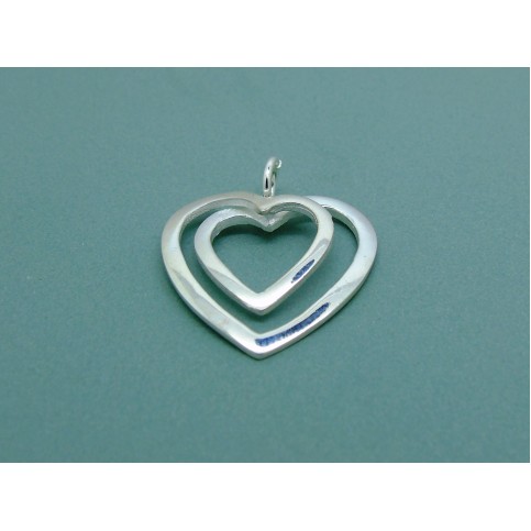 Sterling Silver Open Double Heart Pendant