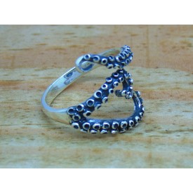 Sterling Silver Octopus Tentacle Heart Ring