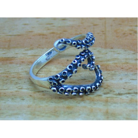 Sterling Silver Octopus Tentacle Heart Ring