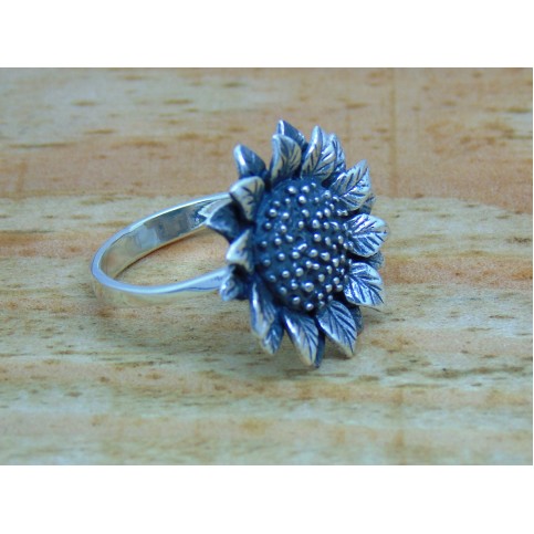 Sterling Silver Large Sunflower Ring