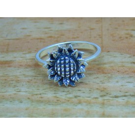 Sterling Silver Small Sunflower Ring