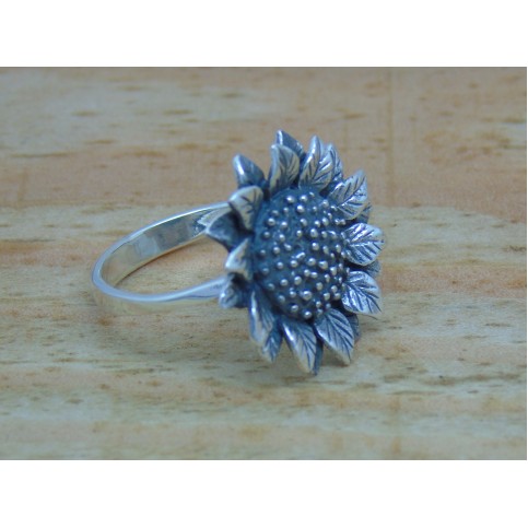Sterling Silver Small Sunflower Ring