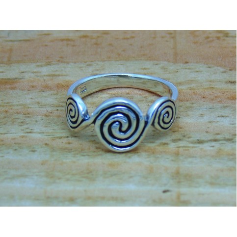 Sterling Silver Triple Circular Swirl Ring