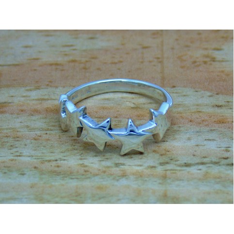 Sterling Silver 5 Star Ring