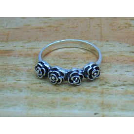 Sterling Silver 4 Rose Ring
