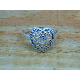 Sterling Silver Ornate Open Filigree Heart Ring
