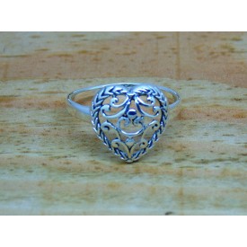 Sterling Silver Ornate Open Filigree Heart Ring