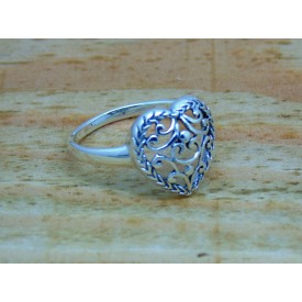 Sterling Silver Ornate Open Filigree Heart Ring