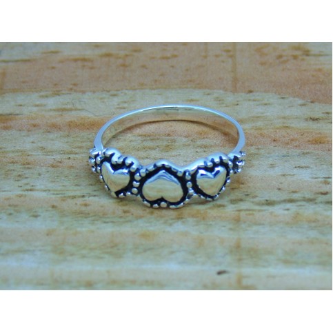 Sterling Silver 3 Heart Ring