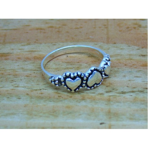 Sterling Silver 3 Heart Ring