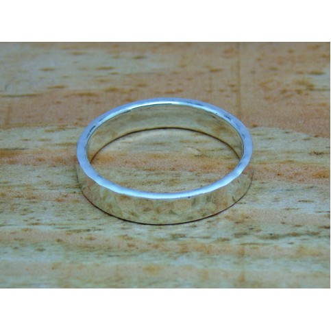Sterling Silver Hammered 4mm Ring