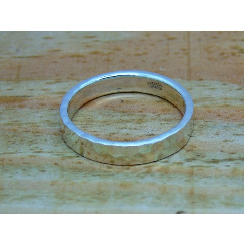 Sterling Silver Hammered 4mm Ring