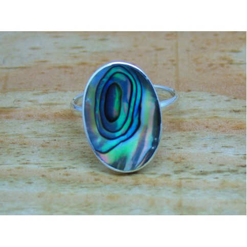 Sterling Silver Oval Paua Shell Ring