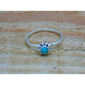 Sterling Silver Turquoise Flower Stacking Ring