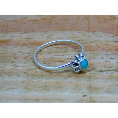 Sterling Silver Turquoise Flower Stacking Ring
