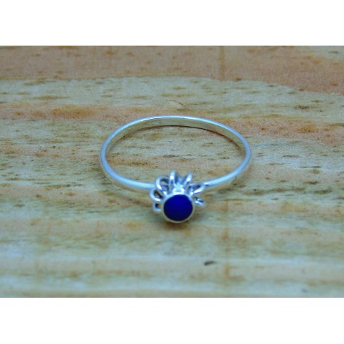 Sterling Silver Blue Flower Ring 