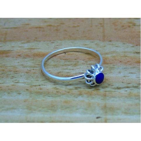 Sterling Silver Blue Flower Ring 
