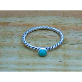 Sterling Silver Turquoise Twisted Ring 