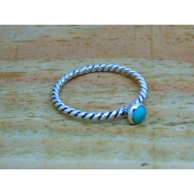 Sterling Silver Turquoise Twisted Ring 