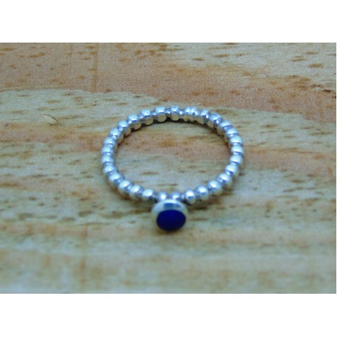 Beaded Blue Stone Stacking Ring