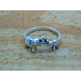 Sterling Silver Elephant and calf Ring