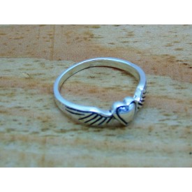 Sterling Silver Heart with Angel Wing Ring