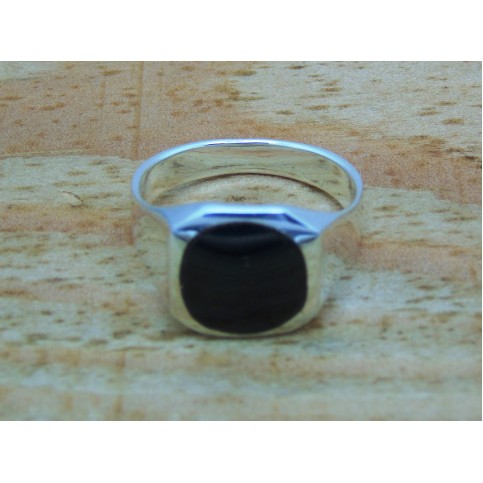 Sterling Silver Round Onyx Signet Ring