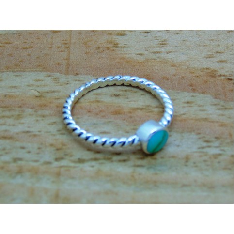 Sterling Silver 5.8mm Turquoise Twisted Ring