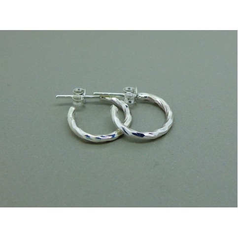 Sterling Silver Twisted Hoop Stud 15mm